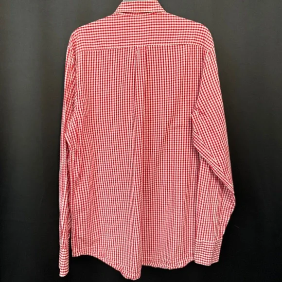 Coast Boardwalk Men’s L Red White Gingham Button Down Shirt Long Sleeve USA - Picture 5 of 7
